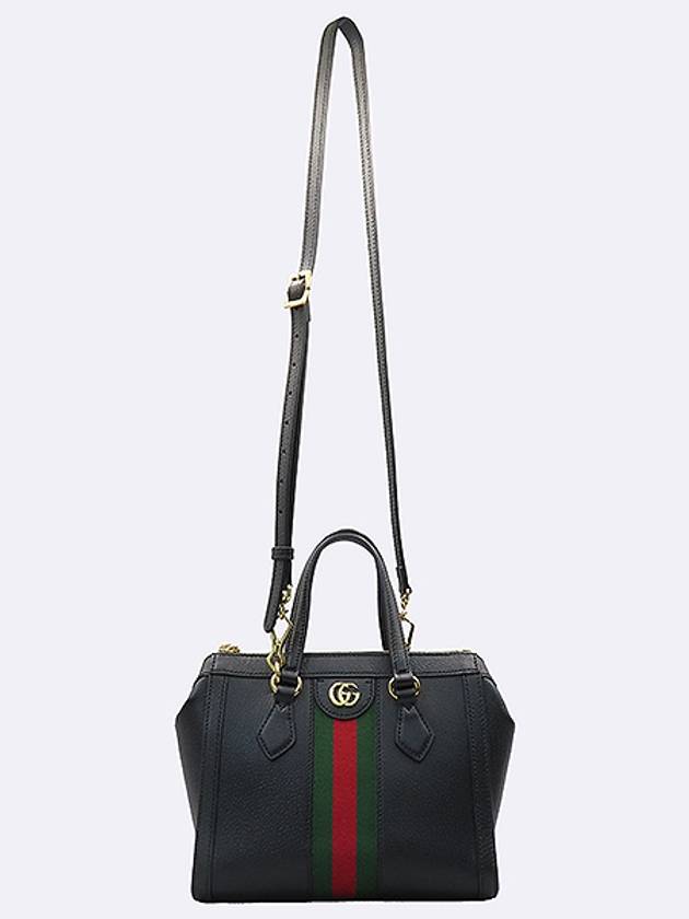 Gucci 719882 Black color leather gold metal GG logo WEB three stripe stitching Ophidia top handle tote bag shoulder strap 2WAY - GUCCI - BALAAN 3