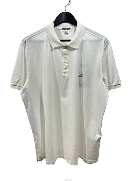 Men's Embroidered Logo Cotton Polo Shirt White - CP COMPANY - BALAAN 2