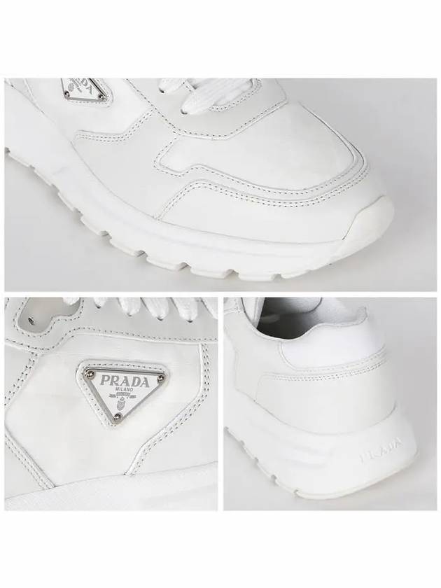 Leather Re-Nylon High Top Sneakers White - PRADA - BALAAN 6