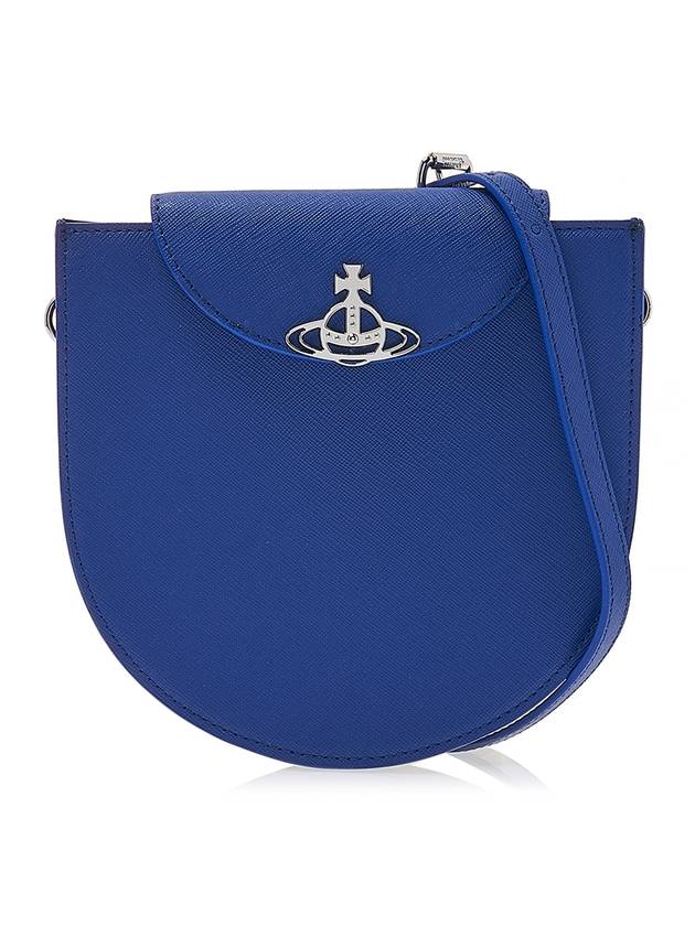 Half Moon Saddle Saffiano Leather Cross Bag Blue - VIVIENNE WESTWOOD - BALAAN 1