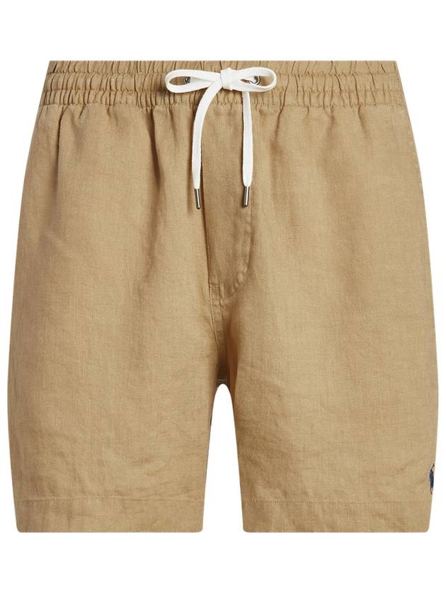 Embroidered Pony Logo Prepster Linen Shorts Brown - POLO RALPH LAUREN - BALAAN 2