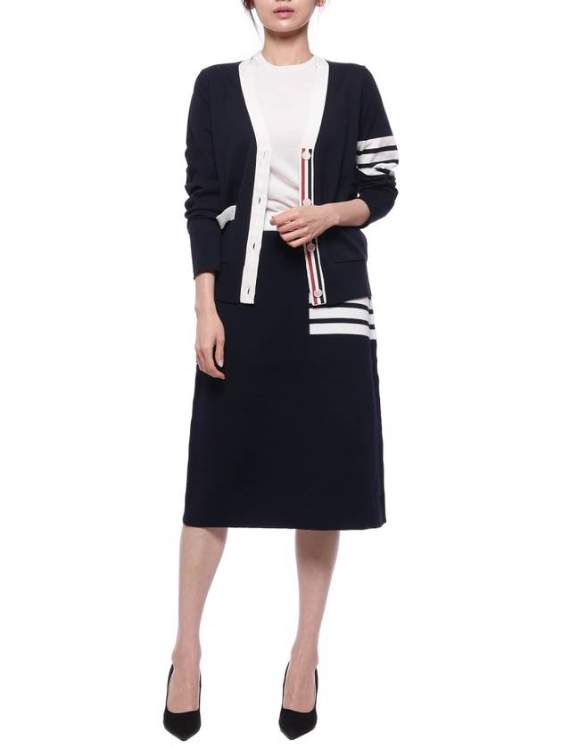 Double Face Merino 4 Bar A Line Skirt Navy - THOM BROWNE - BALAAN 4