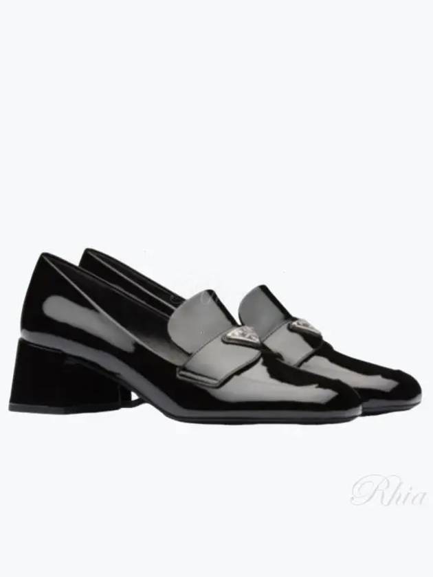 Enamel Metal Triangle Logo Loafers Black - PRADA - BALAAN 2