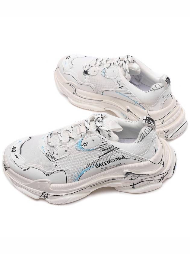 Triple S Sketch All Over Logo Low Top Sneakers White - BALENCIAGA - BALAAN 7