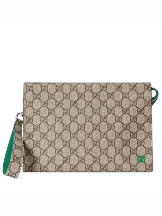 GG Supreme Canvas Clutch Bag Green Beige - GUCCI - BALAAN 2