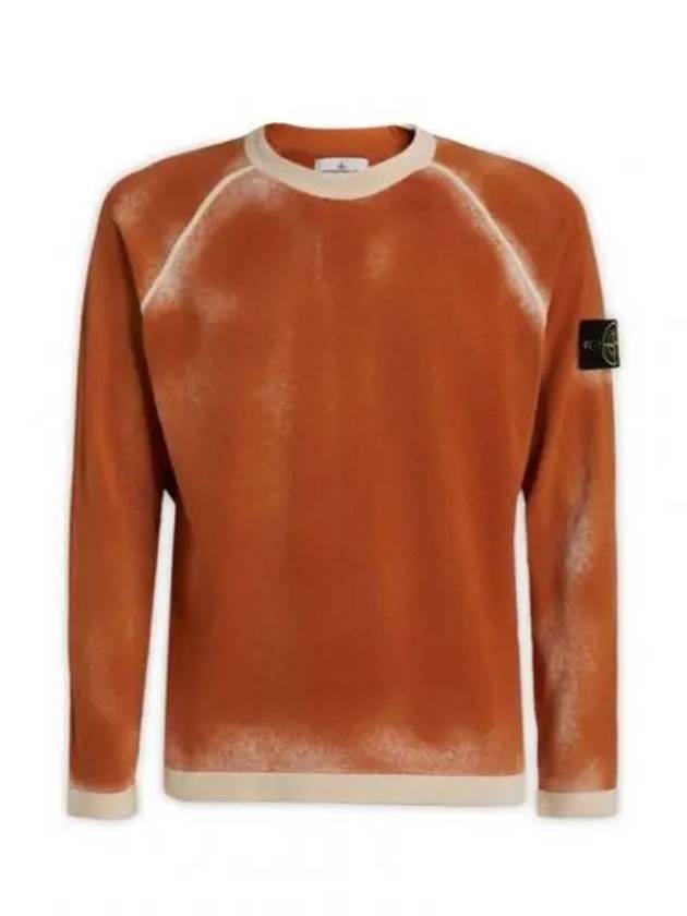 Hand Sprayed Airbrush Treatment Badge Crewneck Knit Top Orange - STONE ISLAND - BALAAN 2