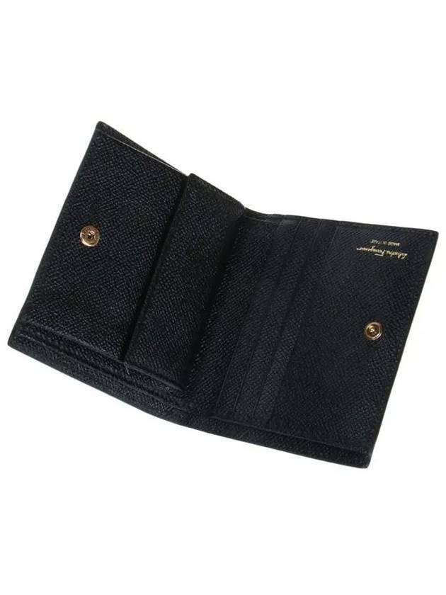 Gancini Compact Half Wallet Black - SALVATORE FERRAGAMO - BALAAN 7