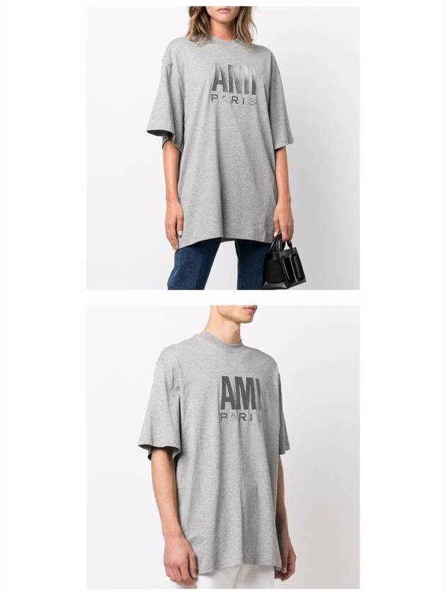 Logo Overfit Short Sleeve T-Shirt Grey - AMI - BALAAN 5