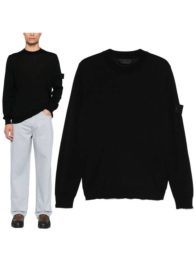 Compass Badge Knit Top Black - STONE ISLAND - BALAAN 2