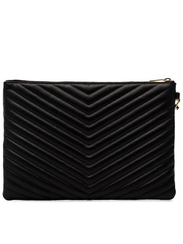 Gold Monogram Matelasse Clutch Bag Black - SAINT LAURENT - BALAAN 9