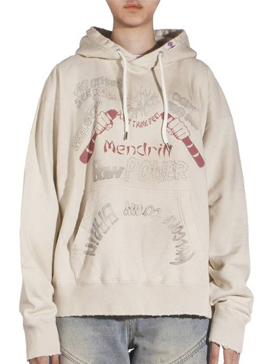 Mendrill x GS Distressed Hooded Sweatshirt W C10HD501 WHITE - MAISON MIHARA YASUHIRO - BALAAN 1