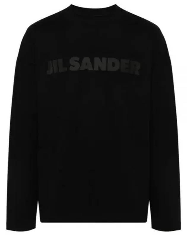 Logo Print Cotton Long Sleeve T-Shirt Black - JIL SANDER - BALAAN 2