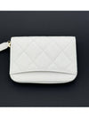 Gold Hardware Classic Grained Shiny Calfskin Zipped Coin Wallet White - CHANEL - BALAAN 5