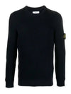 Crewneck Full Rib Wool Knit Top Navy - STONE ISLAND - BALAAN 2