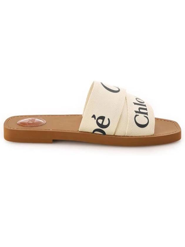 Woody Logo Canvas Strap Flat Mule White - CHLOE - BALAAN 3