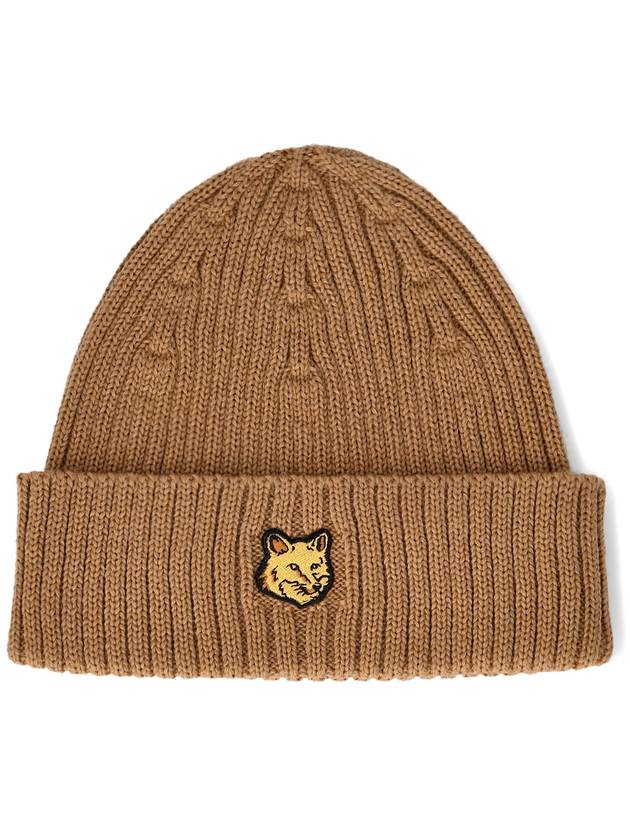 Bold Fox Head Patch Ribbed Beanie Golden Brown - MAISON KITSUNE - BALAAN 2