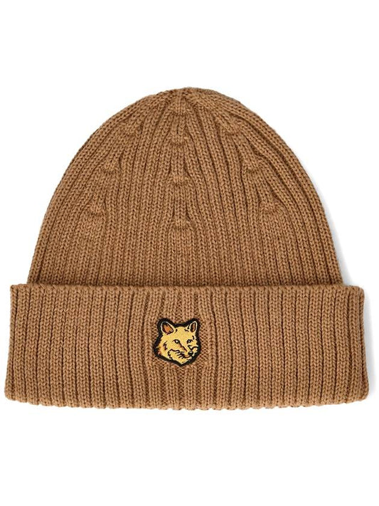 Bold Fox Head Patch Ribbed Beanie Golden Brown - MAISON KITSUNE - BALAAN 2