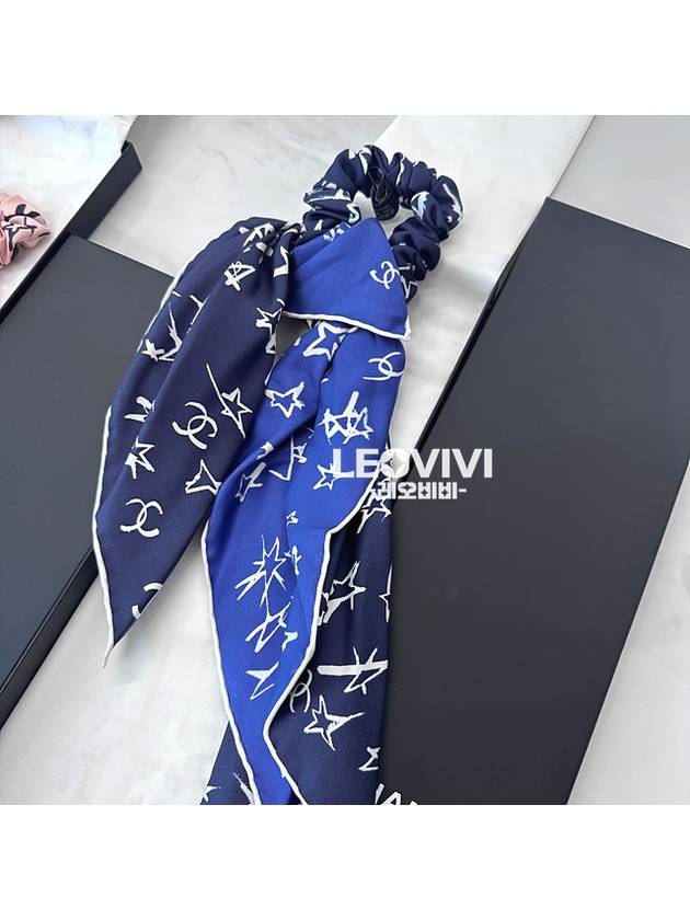 CC Logo Star Silk Scarf Scrunchie Blue - CHANEL - BALAAN 7