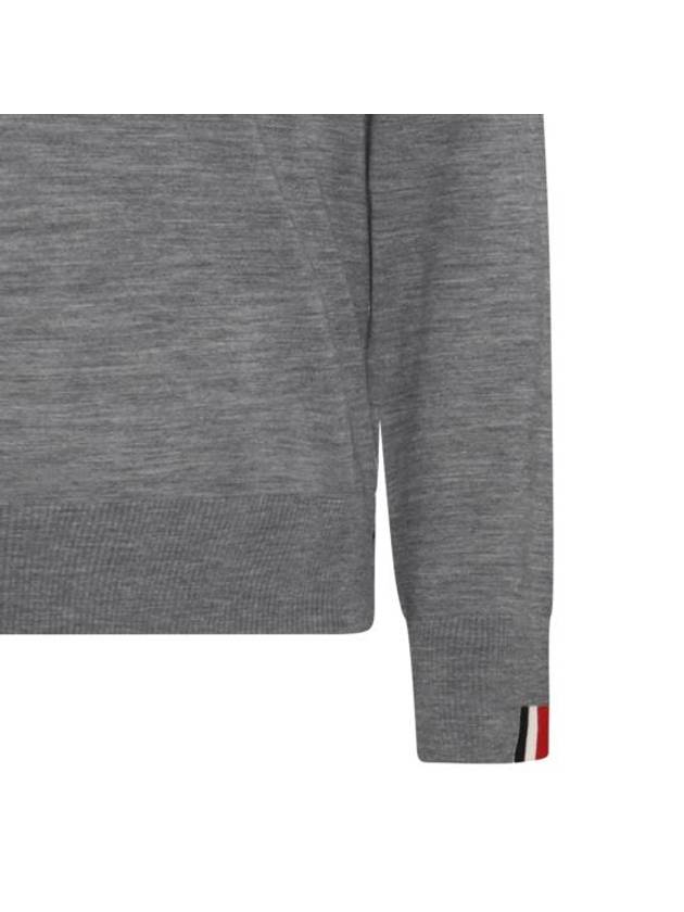 Intarsia Stitch Crew Neck Merino Wool Knit Top Light Grey - THOM BROWNE - BALAAN 7