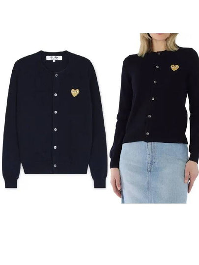 Gold Heart Wappen Wool Cardigan Navy - COMME DES GARCONS - BALAAN 2