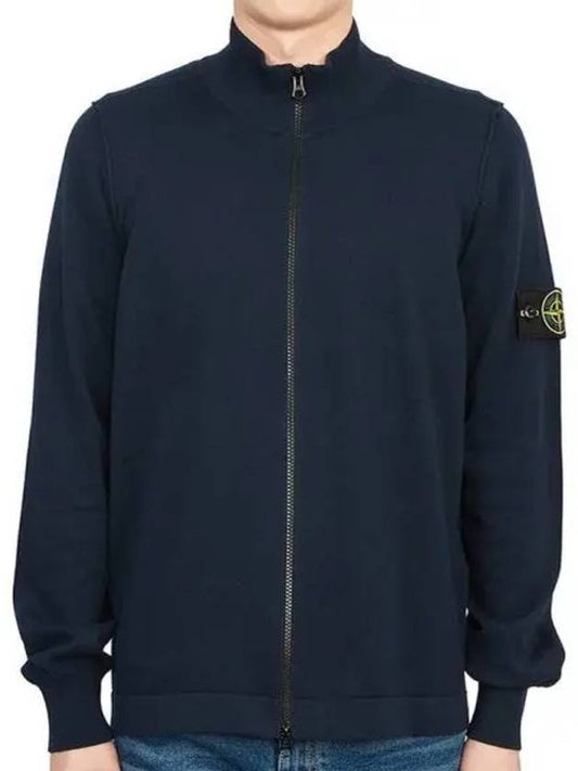 Soft Cotton Knit Zip-Up Jacket Navy - STONE ISLAND - BALAAN 2