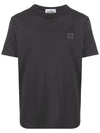 Logo Patch Chest Short Sleeve T-Shirt Charcoal - STONE ISLAND - BALAAN 1