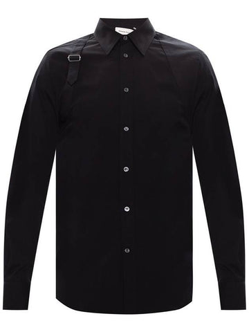 Men's Buckle Long Sleeve Shirt Black - ALEXANDER MCQUEEN - BALAAN 1