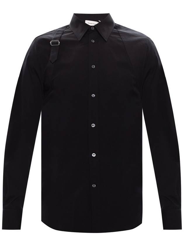 Men's Buckle Long Sleeve Shirt Black - ALEXANDER MCQUEEN - BALAAN 1