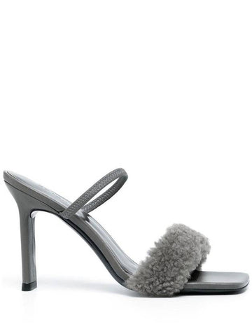 By Far Shearling Strap Open Toe Heels - BY FAR - BALAAN 1