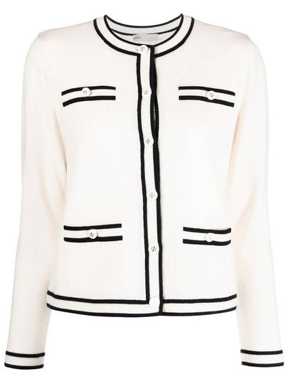 Kendra Button-Up Crew Neck Cardigan Ivory - TORY BURCH - BALAAN 2