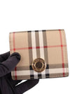 Check Small Leather Half Wallet Beige - BURBERRY - BALAAN 2