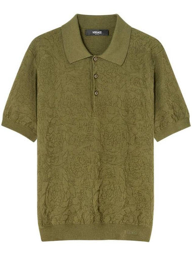 Barocco Knit Polo Shirt Green - VERSACE - BALAAN 1