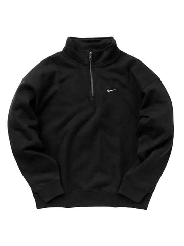 Solo Swoosh Quarter Zip-Up Sweatshirt Black - NIKE - BALAAN 1