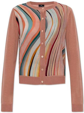 PS Paul Smith Cardigan With Stripe Pattern, Women's, Pink - PAUL SMITH - BALAAN 1