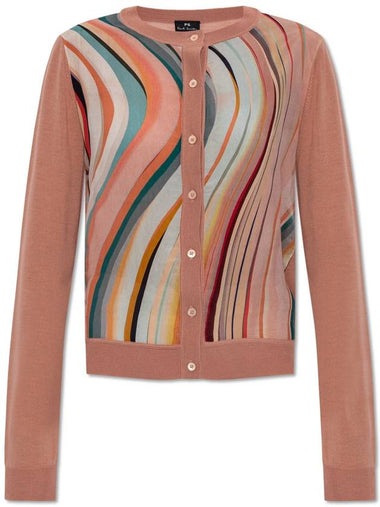 PS Paul Smith Cardigan With Stripe Pattern, Women's, Pink - PAUL SMITH - BALAAN 1