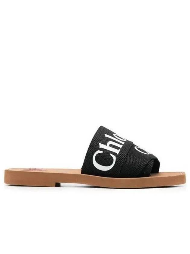 CHC22U188Z3 Woody Logo Linen Slides Sandals Slippers Mules CHC22U 188 Z3001 1009949 - CHLOE - BALAAN 1