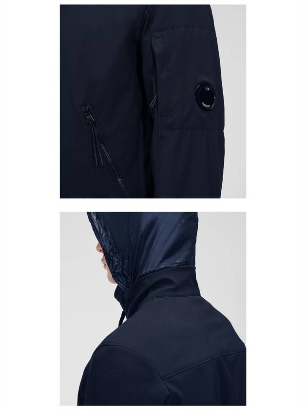 Lens Wappen Soft Shell Zip-Up Jacket Navy - CP COMPANY - BALAAN 7