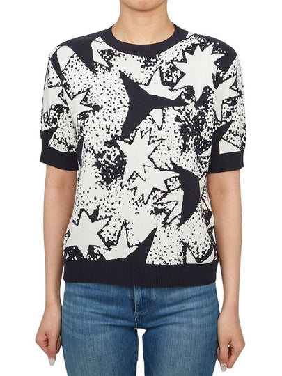 Max Mara Austin Star Short Sleeve Knit Top Black White - MAX MARA - BALAAN 2