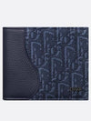 Saddle Half Wallet Navy Blue Grain Calfskin Marquetry - DIOR - BALAAN 1