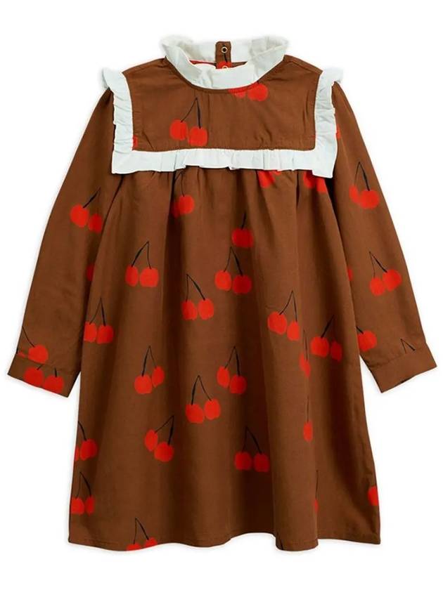 Kids cherry pleated brown dress 19750110 16 - MINI RODINI - BALAAN 5