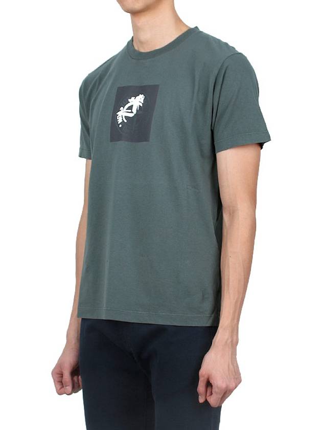 Garment Dyed Institutional One Print Cotton Jersey Short Sleeve T Shirt Dark Green - STONE ISLAND - BALAAN 4