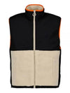 De Coeur Sherpa Hairy Fleece Nylon Canvas Vest Black White - AMI - BALAAN 2