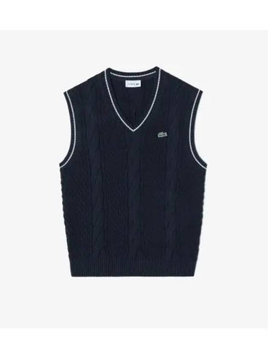 Men s Tipping Point Cable Vest Dark Navy - LACOSTE - BALAAN 1