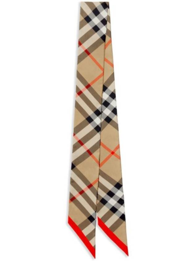 Check Red Hem Silk Scarf Beige - BURBERRY - BALAAN 3