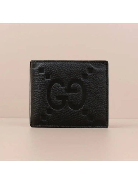 Jumbo GG Leather Half Wallet Black - GUCCI - BALAAN 2