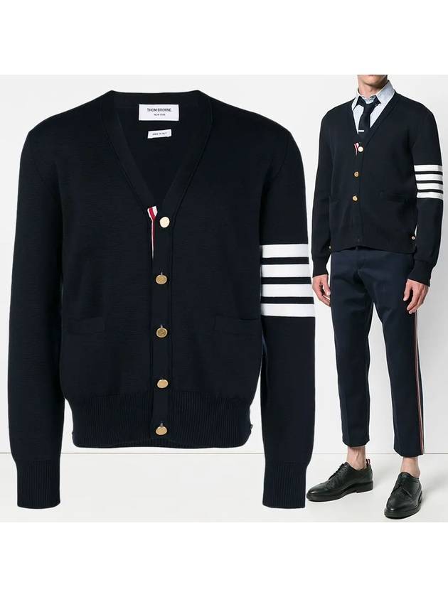 Milano Stitch 4 Bar Cardigan Navy - THOM BROWNE - BALAAN 2