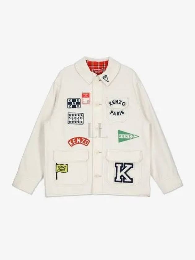 Women's Sailor Workwear Cotton Jacket White - KENZO - BALAAN 2