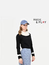 FUR Collar Long Sleeve T-Shirt-HB4WTS002SB - HOLIC&PLAY - BALAAN 4