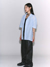 Herringbone Open Collar Shirt Sky Blue - GYEOL - BALAAN 2