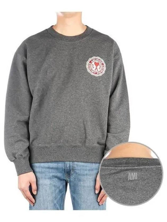 Heart Logo Patch Sweatshirt Grey - AMI - BALAAN 2